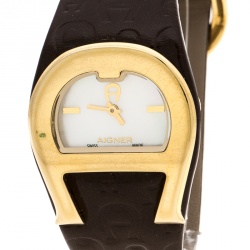 Aigner White Mother of Pearl Gold Plated Stainless Steel Capri III A19200 Women's Wristwatch 30 mm