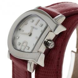 Pre Owned Aigner Mother of Pearl Stainless Steel Genua Duo Women's Wristwatch 26MM