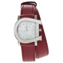 Pre Owned Aigner Mother of Pearl Stainless Steel Genua Duo Women's Wristwatch 26MM