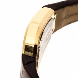 Pre Owned Aigner White Mother of Pearl Gold Plated Stainless Steel Cremona A40200 Women's Wristwatch 36 mm