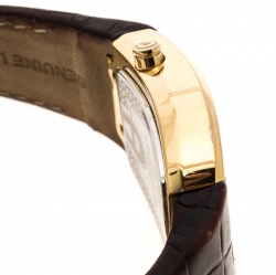 Pre Owned Aigner White Mother of Pearl Gold Plated Stainless Steel Cremona A40200 Women's Wristwatch 36 mm