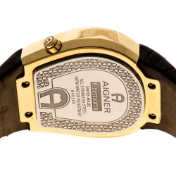 Pre Owned Aigner White Mother of Pearl Gold Plated Stainless Steel Cremona A40200 Women's Wristwatch 36 mm