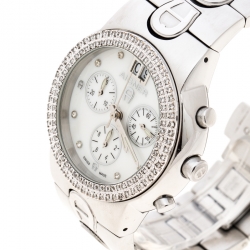 Aigner White Mother of Pearl Stainless Steel and Diamonds Ancona A18100 Women's Wristwatch 40 mm