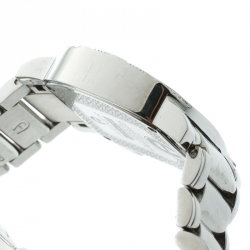 Pre Owned Aigner White Mother of Pearl Stainless Steel and Diamonds Genua Due A31600 Women's Wristwatch 31 mm