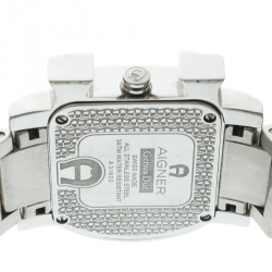 Pre Owned Aigner White Mother of Pearl Stainless Steel and Diamonds Genua Due A31600 Women's Wristwatch 31 mm