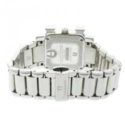 Pre Owned Aigner White Mother of Pearl Stainless Steel and Diamonds Genua Due A31600 Women's Wristwatch 31 mm