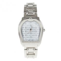 Pre Owned Aigner White Stainless Steel Verona Women's Wristwatch 33MM