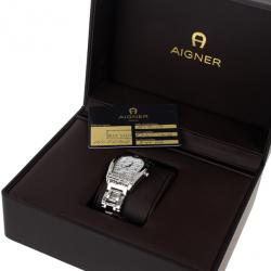 Pre Owned Aigner White Stainless Steel Verona Women's Wristwatch 33MM