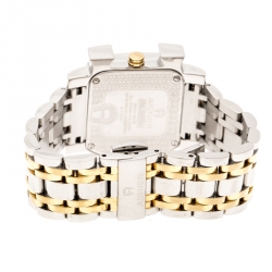 Pre Owned Aigner White Floral Two-Tone Stainless Steel Genua Due A31600 Women's Wristwatch 31 mm