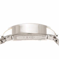 Pre Owned Aigner White Floral Two-Tone Stainless Steel Genua Due A31600 Women's Wristwatch 31 mm