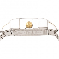 Pre Owned Aigner White Floral Two-Tone Stainless Steel Genua Due A31600 Women's Wristwatch 31 mm