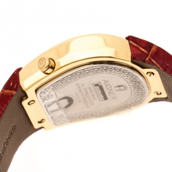 Pre Owned Aigner White Mother of Pearl Gold Plated Stainless Steel Cremona A40200 Women's Wristwatch 36 mm