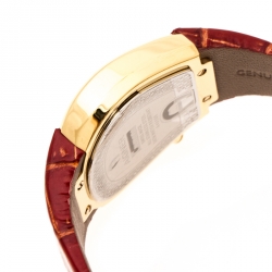 Pre Owned Aigner White Mother of Pearl Gold Plated Stainless Steel Cremona A40200 Women's Wristwatch 36 mm