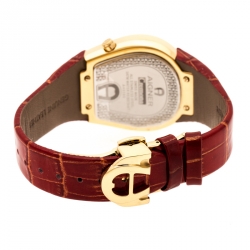 Pre Owned Aigner White Mother of Pearl Gold Plated Stainless Steel Cremona A40200 Women's Wristwatch 36 mm