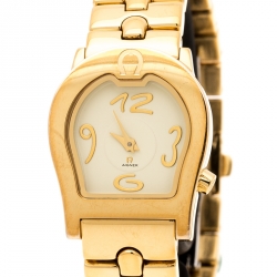 Pre Owned Aigner Yellow Gold Plated Stainless Steel Ravenna A02200 Women's Wristwatch 24 mm