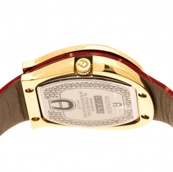 Pre Owned Aigner Red Gold Plated Stainless Steel L'Aquila A41200 Women's Wristwatch 36 mm