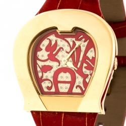 Pre Owned Aigner Red Gold Plated Stainless Steel L'Aquila A41200 Women's Wristwatch 36 mm