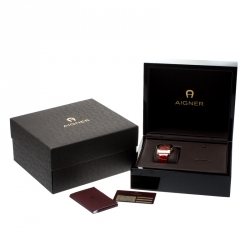 Pre Owned Aigner Red Gold Plated Stainless Steel L'Aquila A41200 Women's Wristwatch 36 mm