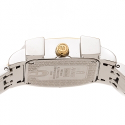 Pre Owned Aigner White Leaves Two-Tone Stainless Steel Genua Due A31600 Women's Wristwatch 31 mm