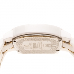 Pre Owned Aigner White Mother of Pearl Two Tone Stainless Steel Ceramic Genua Due A31600 Women's Wristwatch 33 mm