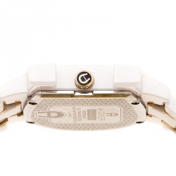 Pre Owned Aigner White Mother of Pearl Two Tone Stainless Steel Ceramic Genua Due A31600 Women's Wristwatch 33 mm