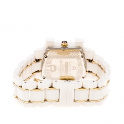 Pre Owned Aigner White Mother of Pearl Two Tone Stainless Steel Ceramic Genua Due A31600 Women's Wristwatch 33 mm