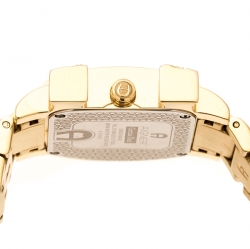 Pre Owned Aigner White Mother of Pearl Gold Plated Stainless Steel Diamonds Genua Due A31600 Women's Wristwatch 31 mm