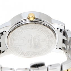 Pre Owned Aigner White Mother of Pearl Two-Tone Stainless Steel Diamonds Cortina A26300 Women's Wristwatch 36 mm