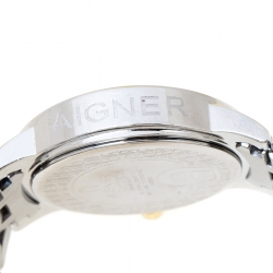 Pre Owned Aigner White Mother of Pearl Two-Tone Stainless Steel Diamonds Cortina A26300 Women's Wristwatch 36 mm