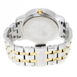 Pre Owned Aigner White Mother of Pearl Two-Tone Stainless Steel Diamonds Cortina A26300 Women's Wristwatch 36 mm