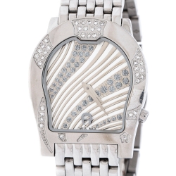 Pre Owned Aigner Silver Stainless Steel Diamonds Ravenna Nuovo A25400 Wristwatch 30 mm
