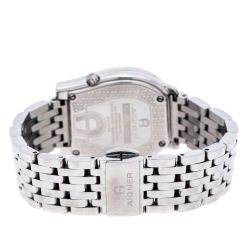 Pre Owned Aigner Silver Stainless Steel Diamonds Ravenna Nuovo A25400 Wristwatch 30 mm