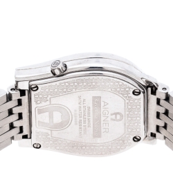 Pre Owned Aigner Silver Stainless Steel Diamonds Ravenna Nuovo A25400 Wristwatch 30 mm