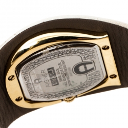 Pre Owned Aigner White Mother of Pearl Gold Plated Stainless Steel L'Aquila A41200 Women's Wristwatch 36 mm