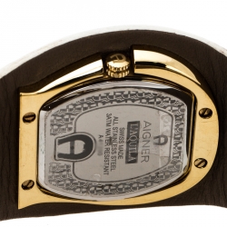 Pre Owned Aigner White Mother of Pearl Gold Plated Stainless Steel L'Aquila A41200 Women's Wristwatch 36 mm