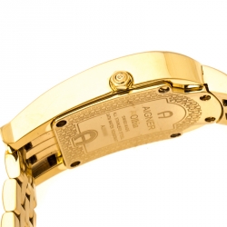 Pre Owned Aigner Mother of Pearl Gold Plated Stainless Steel Olbia A29300 Women's Wristwatch 24 mm