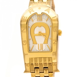 Pre Owned Aigner Mother of Pearl Gold Plated Stainless Steel Olbia A29300 Women's Wristwatch 24 mm