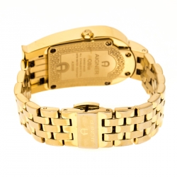 Pre Owned Aigner Mother of Pearl Gold Plated Stainless Steel Olbia A29300 Women's Wristwatch 24 mm