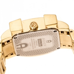 Pre Owned Aigner White Mother of Pearl Gold Plated Stainless Steel Diamonds Genua Due A31600 Women's Wristwatch 31 mm