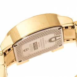 Pre Owned Aigner White Mother of Pearl Gold Plated Stainless Steel Diamonds Genua Due A31600 Women's Wristwatch 31 mm