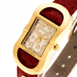 Pre Owned Aigner Mother of Pearl Gold Plated Stainless Steel Cesena A53200 Women's Wristwatch 23 mm