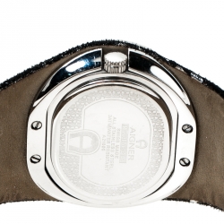 Pre Owned Aigner Black Stainless Steel Ravello Due A21000 Women's Wristwatch 43 mm