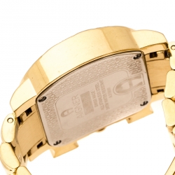 Pre Owned Aigner White Mother of Pearl Gold Plated Stainless Steel Diamonds Genua Due A31600 Women's Wristwatch 31 mm