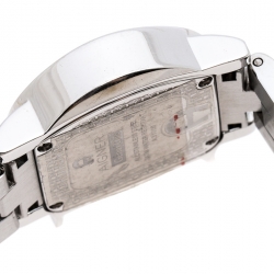 Pre Owned Aigner White Mother of Pearl Stainless Steel Genua Due A31000 Women's Wristwatch 26 mm