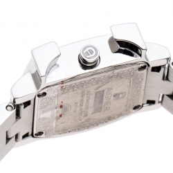 Pre Owned Aigner White Mother of Pearl Stainless Steel Genua Due A31000 Women's Wristwatch 26 mm