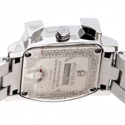 Pre Owned Aigner White Mother of Pearl Stainless Steel Genua Due A31000 Women's Wristwatch 26 mm