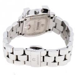 Pre Owned Aigner White Mother of Pearl Stainless Steel Genua Due A31000 Women's Wristwatch 26 mm
