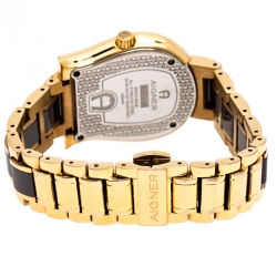 Pre Owned Aigner Brown Mother of Pearl Brown Ceramic Gold Plated Stainless Steel Altamura A56000 Women's Wristwatch 34 mm