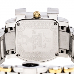 Pre Owned Aigner Mother of Pearl Two-Tone Stainless Steel Diamonds Genua Due A31600 Women's Wristwatch 31 mm