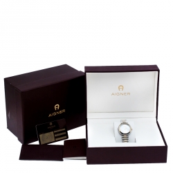 Pre Owned Aigner Mother Of Pearl Two-Tone Stainless Steel Gorizia A106200 Women's Wristwatch 33 mm